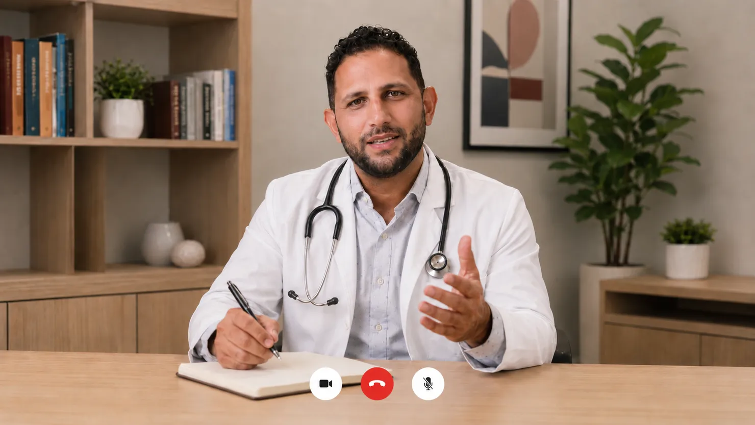A cardiologist speaking with a patient during a video visit